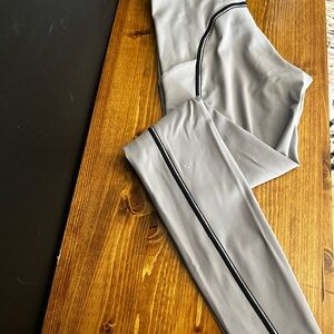 Gray Lululemon Leggings with Black & Silver Trim
